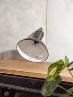 Industrial Factory Pendant lamp with Patina, Philips Hanging lamp workshop enamel 1950s
