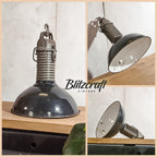 Industrial Factory Pendant lamp with Patina, Philips Hanging lamp workshop enamel 1950s