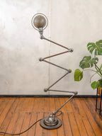 1950s French Jieldé 6 Arm Floor Lamp, Designed by Jean Louis Domecq, Articulated antique adjustable Lighting