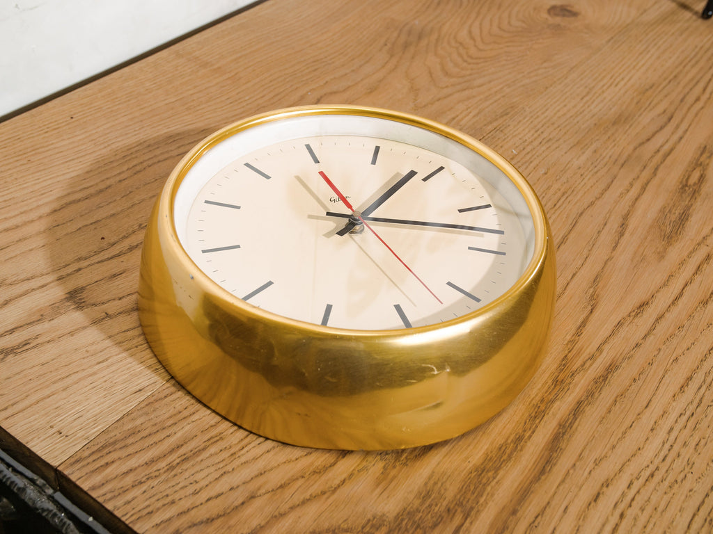 Gouden Mid-Century Gibson Baume &amp; Co LTD London Wandklok, Retro uurwerk, Cadeau housewarming Art Deco Interieurontwerp