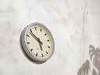 Industrial German 1960s Factory Clock by RFT, Gray workshop Quartz Timepiece, Made by Rundfunk und Fernmelde Technik