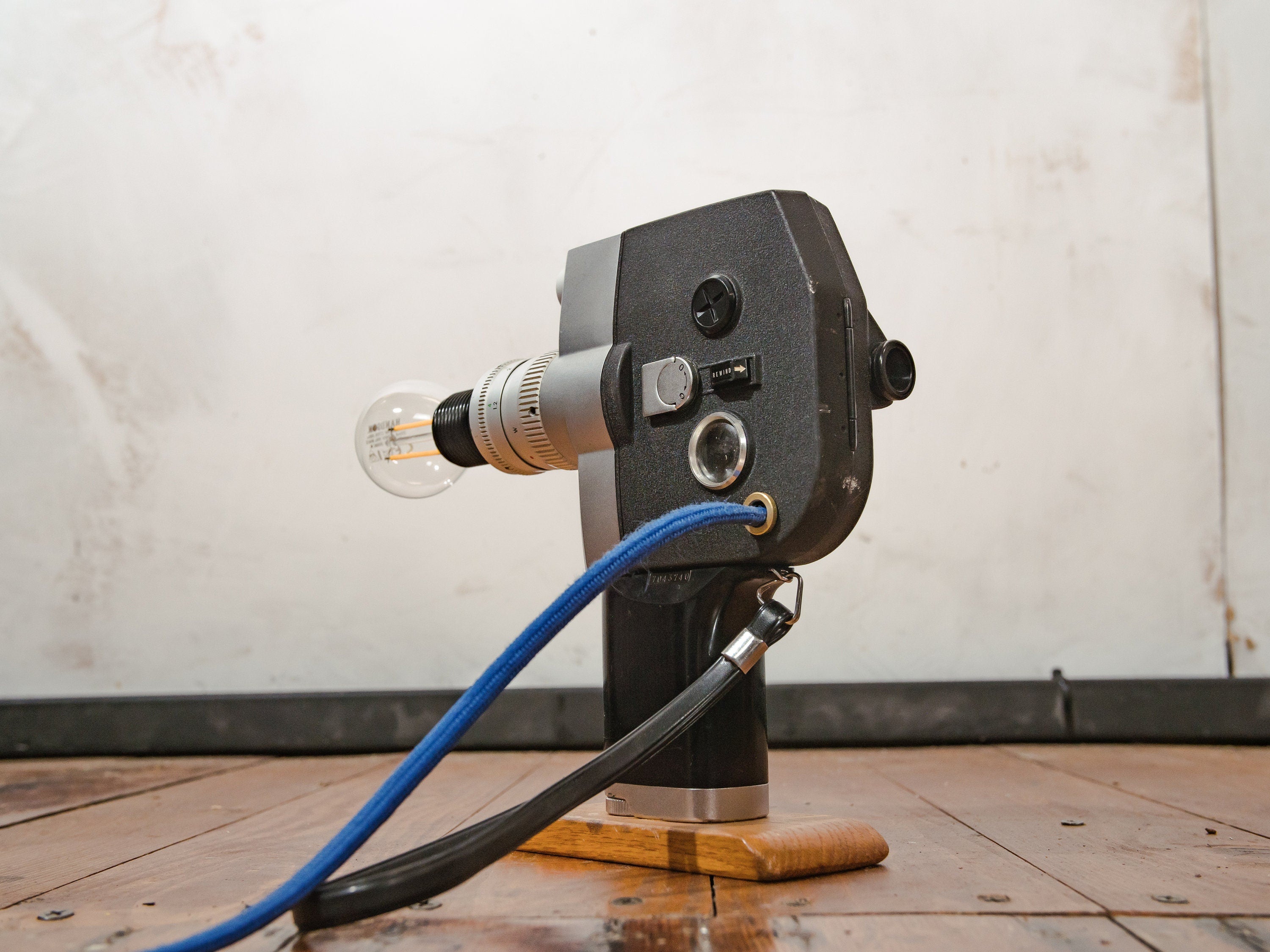 Film Camera Lamp, Repurposed Fujica P300 Single 8 Film Camera 1970s Desk lamp, Bedside lamp, Cinematography Desk Lamp - Cinema Gift