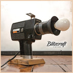 Videocamera bureaulamp, Pallas Super 8 TL-300 Super 8 filmcamera jaren 70 bureaulamp, Filmmaker nachtkastje lamp, Cinematografie tafellamp