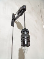 Camera Lens Wall lamp, Upcycled Pulley light, gift for Photographers, 135 mm Lens lamp, Vintage Industrial Pulley, repurposed lighting