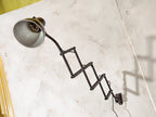 Scissor Lamp Hala 1930s, Black Workshop lamp, Rare Wall Mounted Harmonica Light, Bauhaus Lampshade, Accordion Sconce