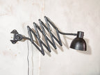 Scissor Lamp by Hala 1930s, Black Workshop Light, Old Wall Harmonica Lighting, Bauhaus period Lampshade