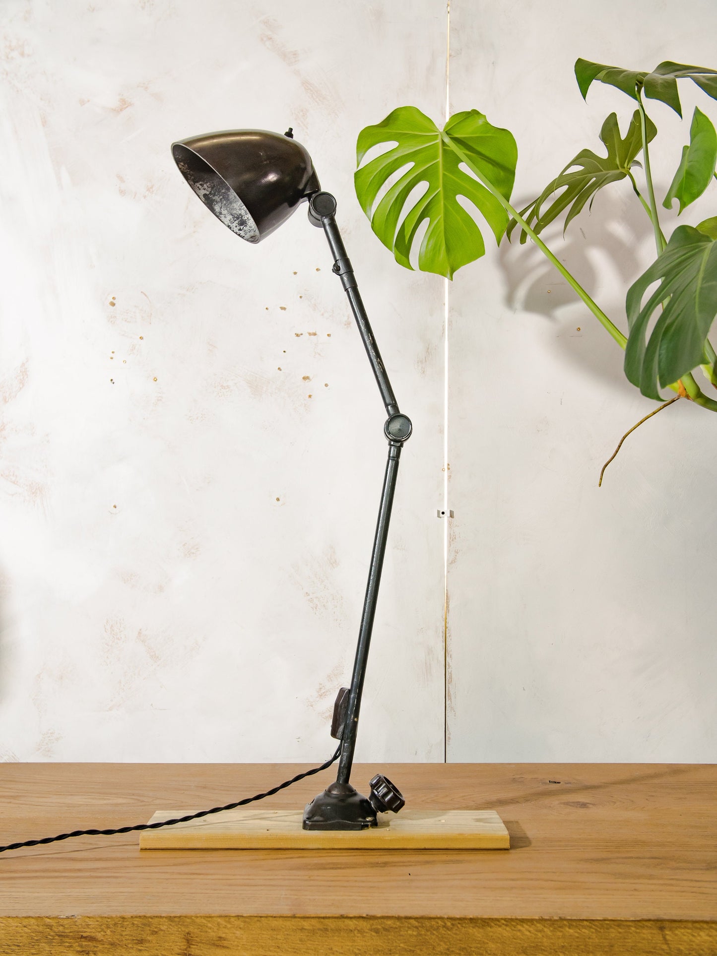 Factory light Midgard Style Feat Eric Kirkman Cole, 2 Arm Articulated Wall light or Table lamp, Vintage Desk lamp