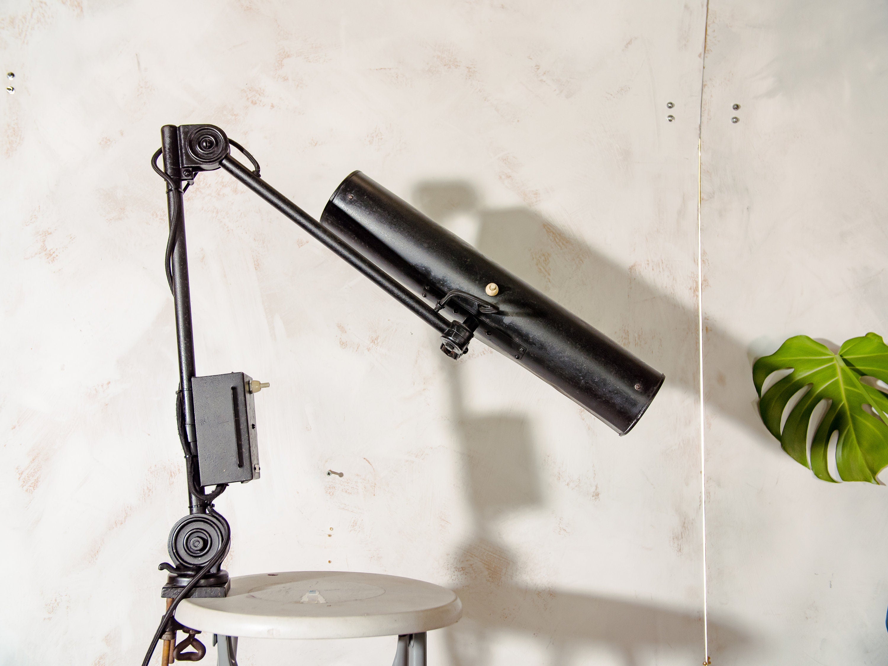 Rare Antique Banker's Light by Hala 1930s, Vintage Workshop Light, Adjustable Swing Arm Jewelers Lamp, Bauhaus Clamp lamp period Lampshade