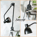 HALA ZEIST Model 122 H. Busquet jaren 40 2-armige klem tafellamp, antieke Bauhaus fabriekswerkplaatslamp