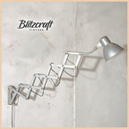 Industrial Gray Scissor Lamp by SIS, 1960s Adjustable Wall mounted light, Harmonica light, Accordion Workshop lighting