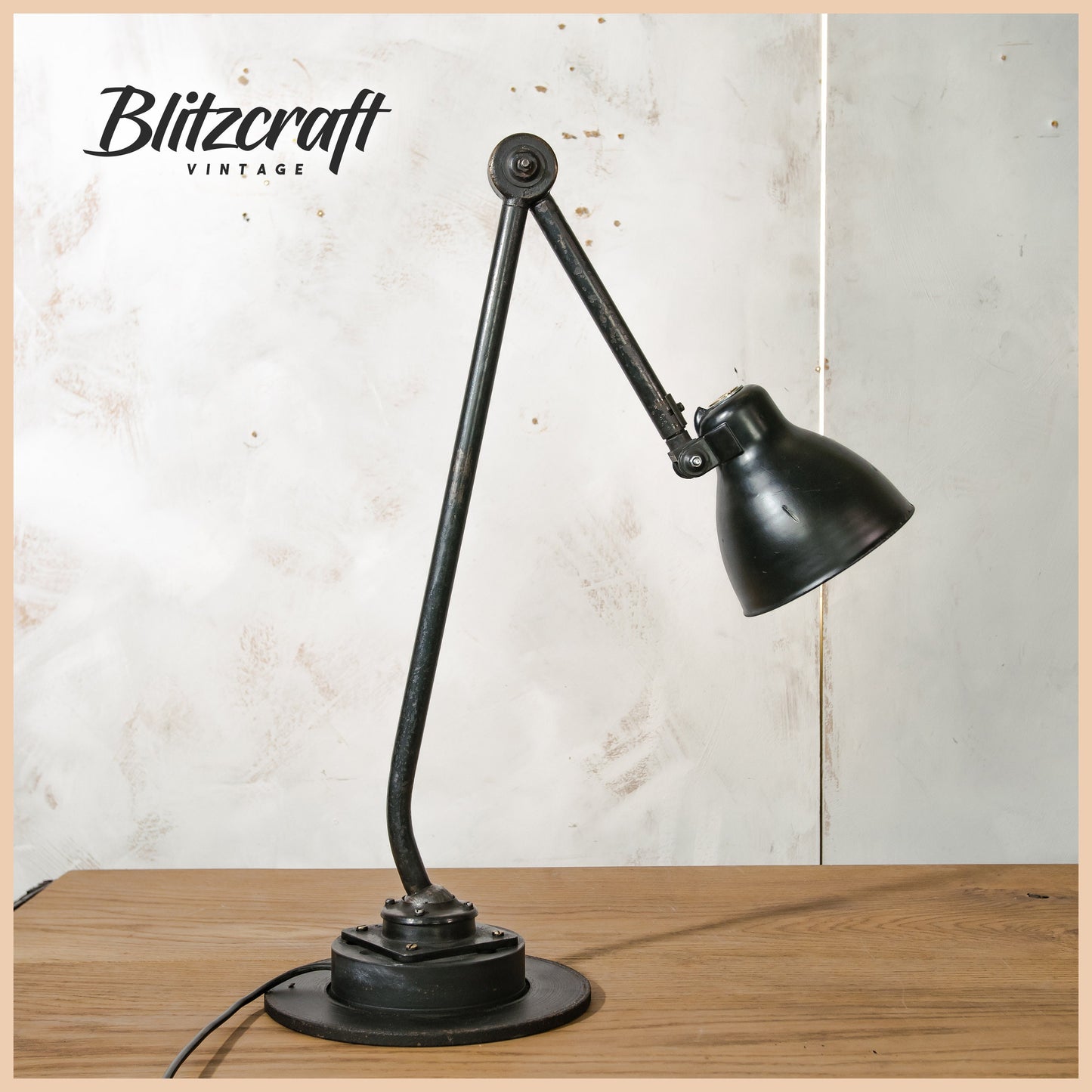 Black 1940s Philips Table Machine Lamp on Disc Brake, Bauhaus Machinery light from Factory, Desk lamp Vintage Collectors item Lighting