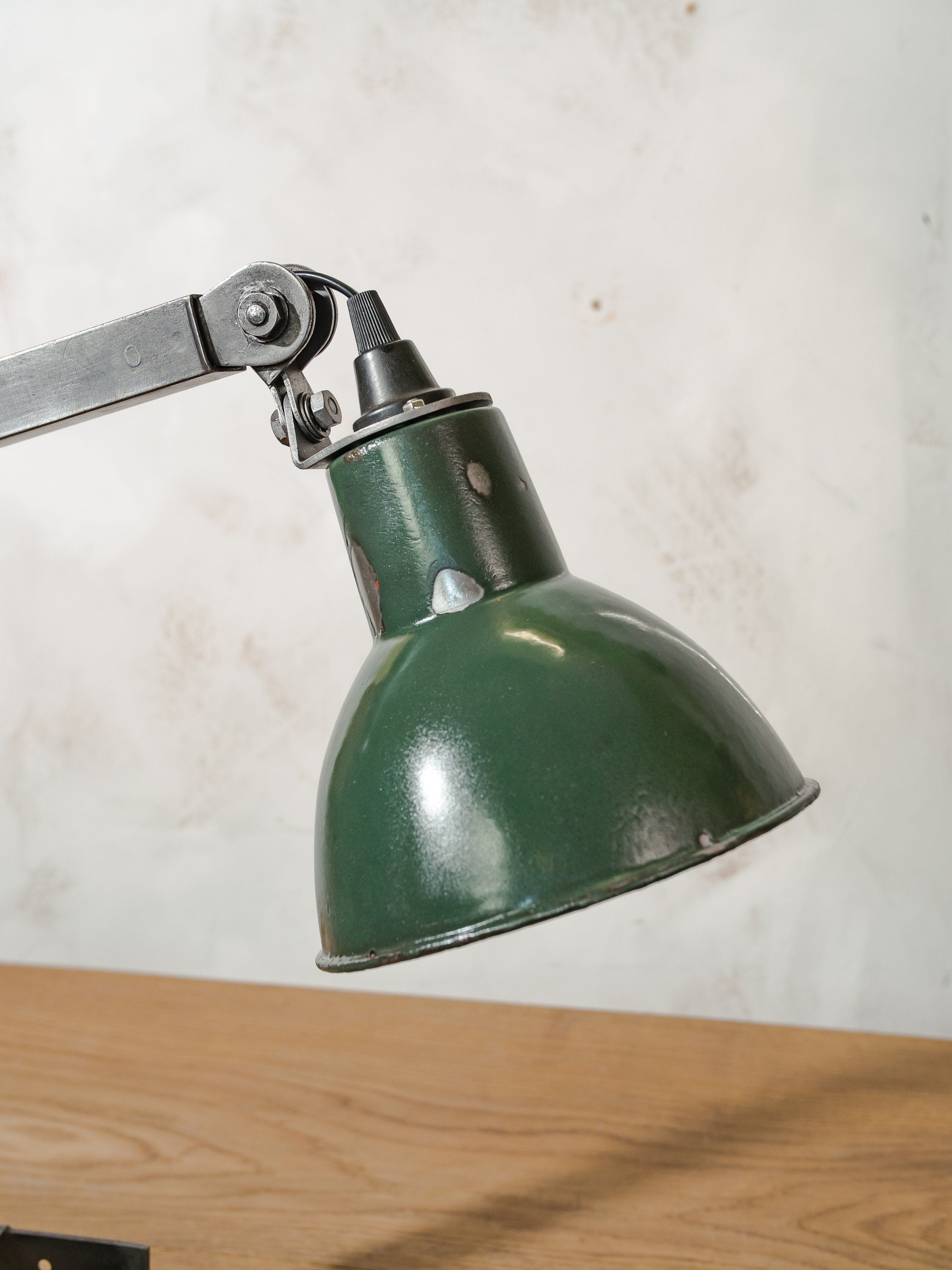 Vintage Industrial Machine Lamp by EDL England, Gray 1950s 2 arm Workshop Desk lamp, Restored and renovated Task Lamp, Articulated Lighting
