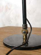 Hala Zeist Bauhaus tafellamp van H. Busquet, jaren 50, zwarte metalen kantoorverlichting, jaren 50 fabrieksbureaulamp