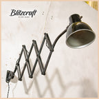 Scissor Lamp Hala 1930s, Black Workshop lamp, Rare Wall Mounted Harmonica Light, Bauhaus Lampshade, Accordion Sconce