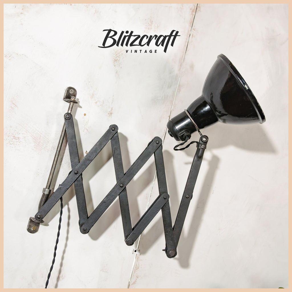 FABRILUX Schaarlamp Jaren 30, Antieke Bauhauslamp, Harmonica Wandlamp, Werkplaatslamp ZELDZAAM Dr. Ing. Schneider &amp; Co
