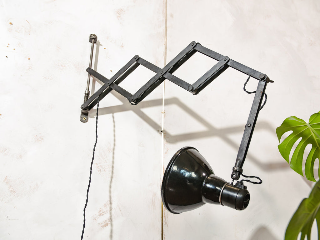 FABRILUX Schaarlamp Jaren 30, Antieke Bauhauslamp, Harmonica Wandlamp, Werkplaatslamp ZELDZAAM Dr. Ing. Schneider &amp; Co