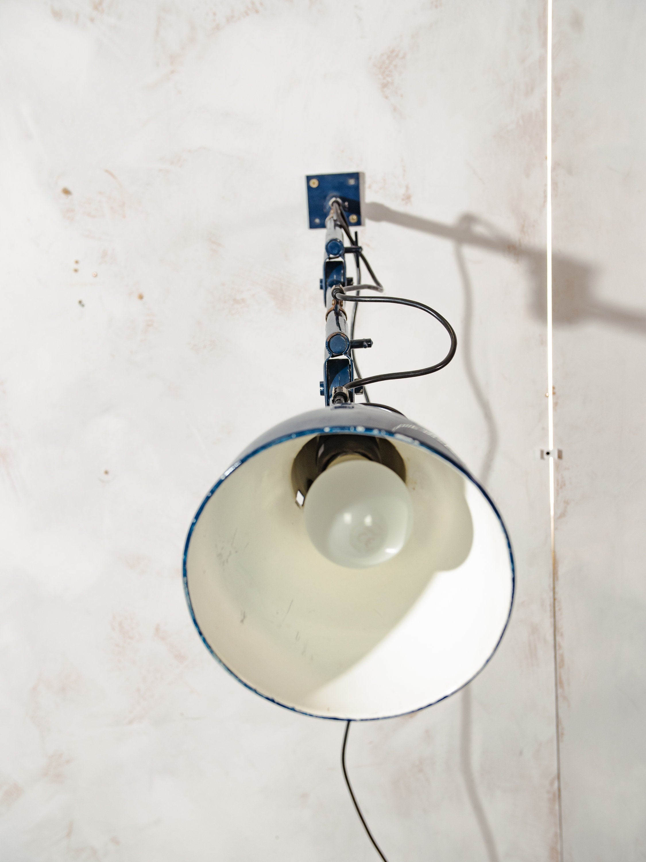 Unique Hala Zeist 3 Arm Wall light or Table lamp, Vintage Factory Workshop light, Blue Desk lamp