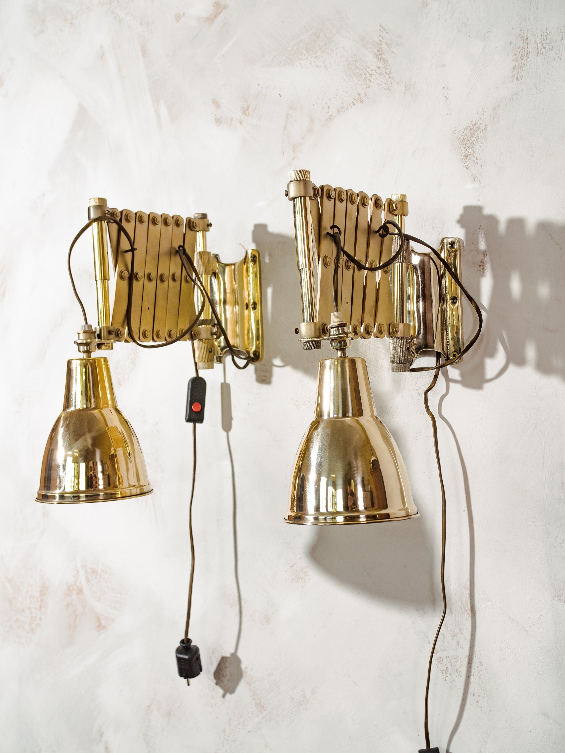 Antique Brass Scissor Lamp, Renovated Nautical Decor Harmonica lamp, Chart Room lighting, Circa 1900s Swivel Exclusive Fixture