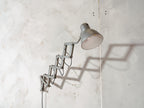 Industrial Gray Scissor Lamp by SIS, 1960s Adjustable Wall mounted light, Harmonica light, Accordion Workshop lighting