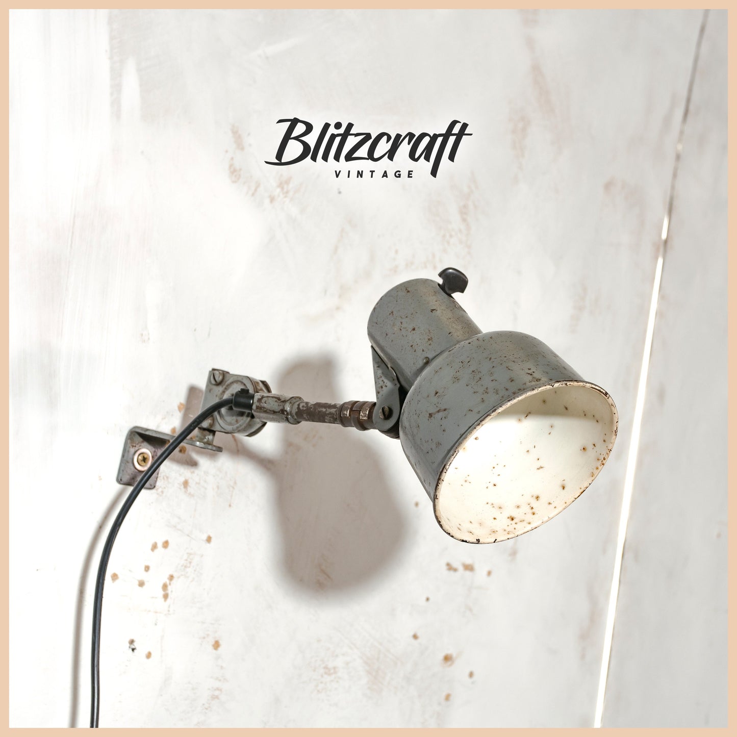 Tiny SIS Wall Lamp Swing Arm 1950s, Bauhaus Rustic patina Gray Vintage Wall mounted light or Desk Mounted Lamp, Factory Machine drawing lamp