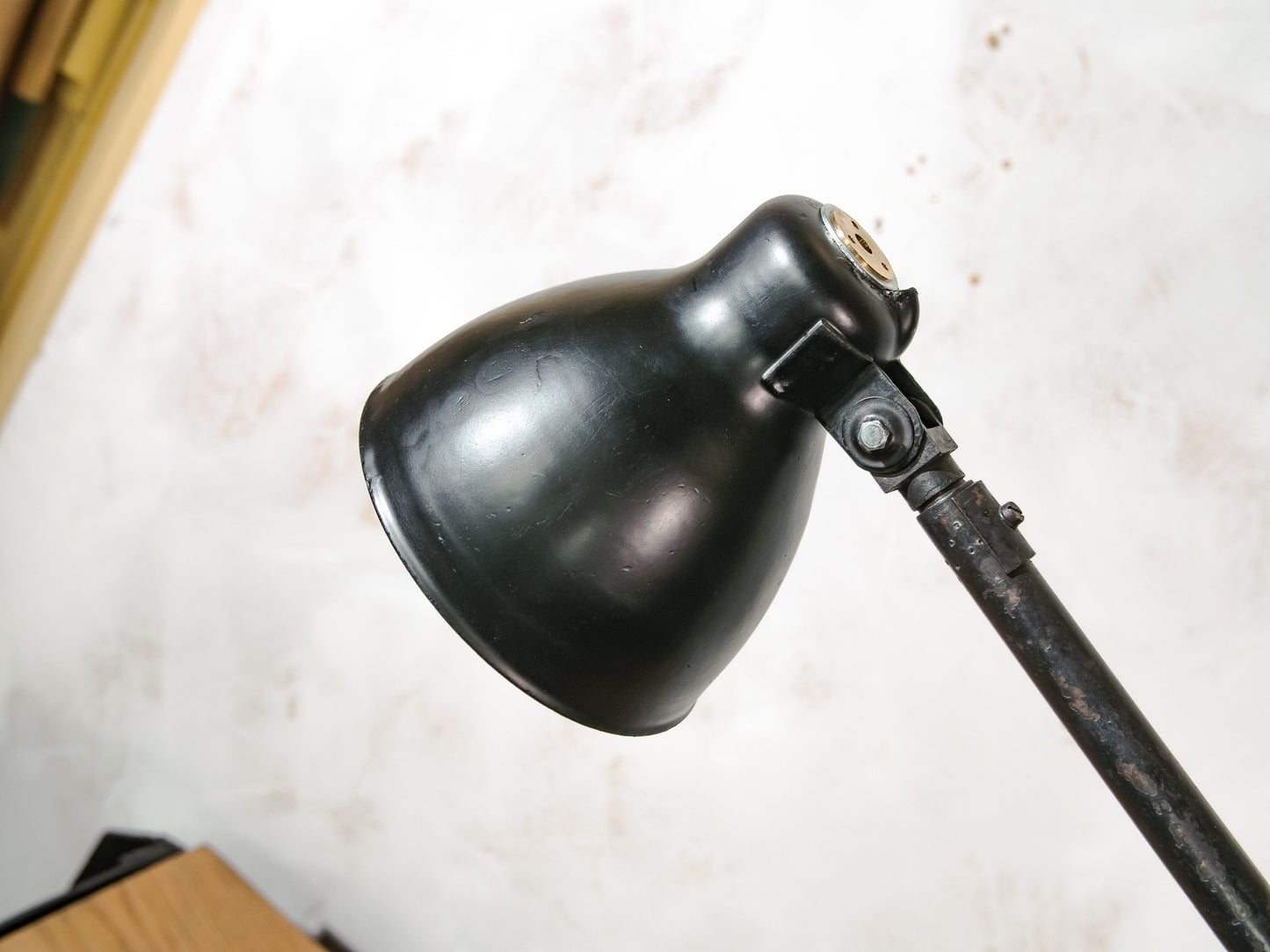 Black 1940s Philips Table Machine Lamp on Disc Brake, Bauhaus Machinery light from Factory, Desk lamp Vintage Collectors item Lighting