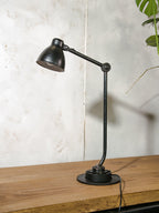 Black 1940s Philips Table Machine Lamp on Disc Brake, Bauhaus Machinery light from Factory, Desk lamp Vintage Collectors item Lighting