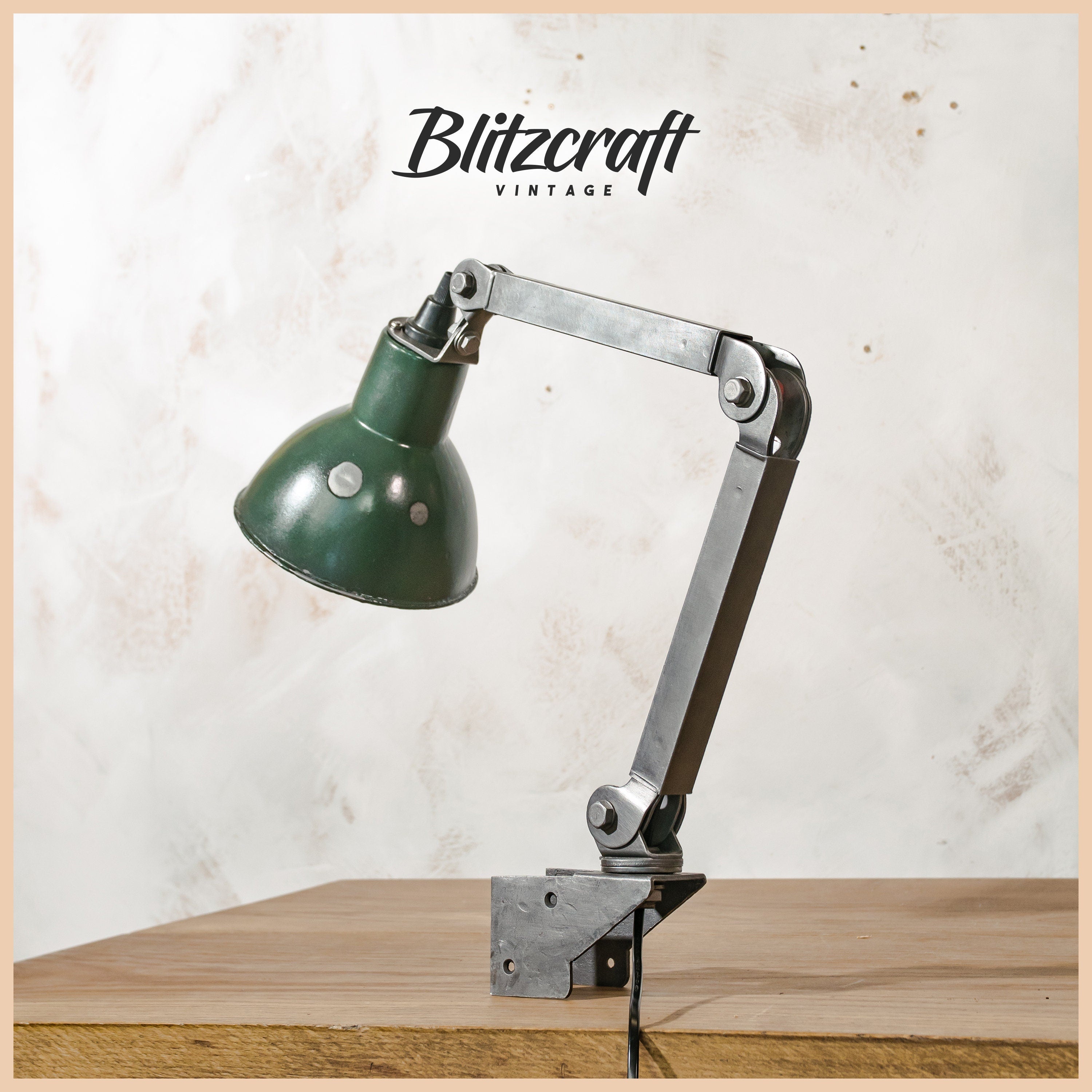 Vintage Industrial Machine Lamp by EDL England, Gray 1950s 2 arm Workshop Desk lamp, Restored and renovated Task Lamp, Articulated Lighting