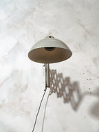 Bauhaus Gray Scissor Lamp by SIS with Oval Lampshade, 1960s Pull Out Wall mounted light, Harmonica light, Accordion Workshop lighting