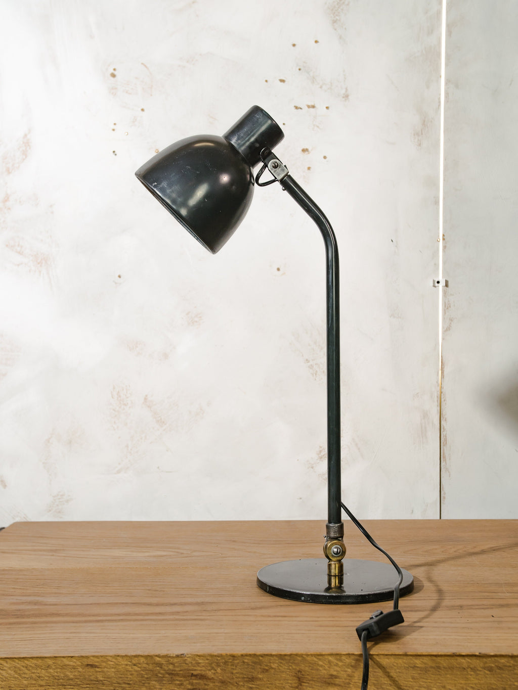 Hala Zeist Bauhaus Table Lamp by H. Busquet, 1950s, Black Metal Office lighting, 1950s Factory Desk light