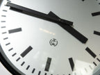 Black Industrial Factory Clock by CTW, 1950s Wall clock Carl Theodor Wagner, Gray Dial Face