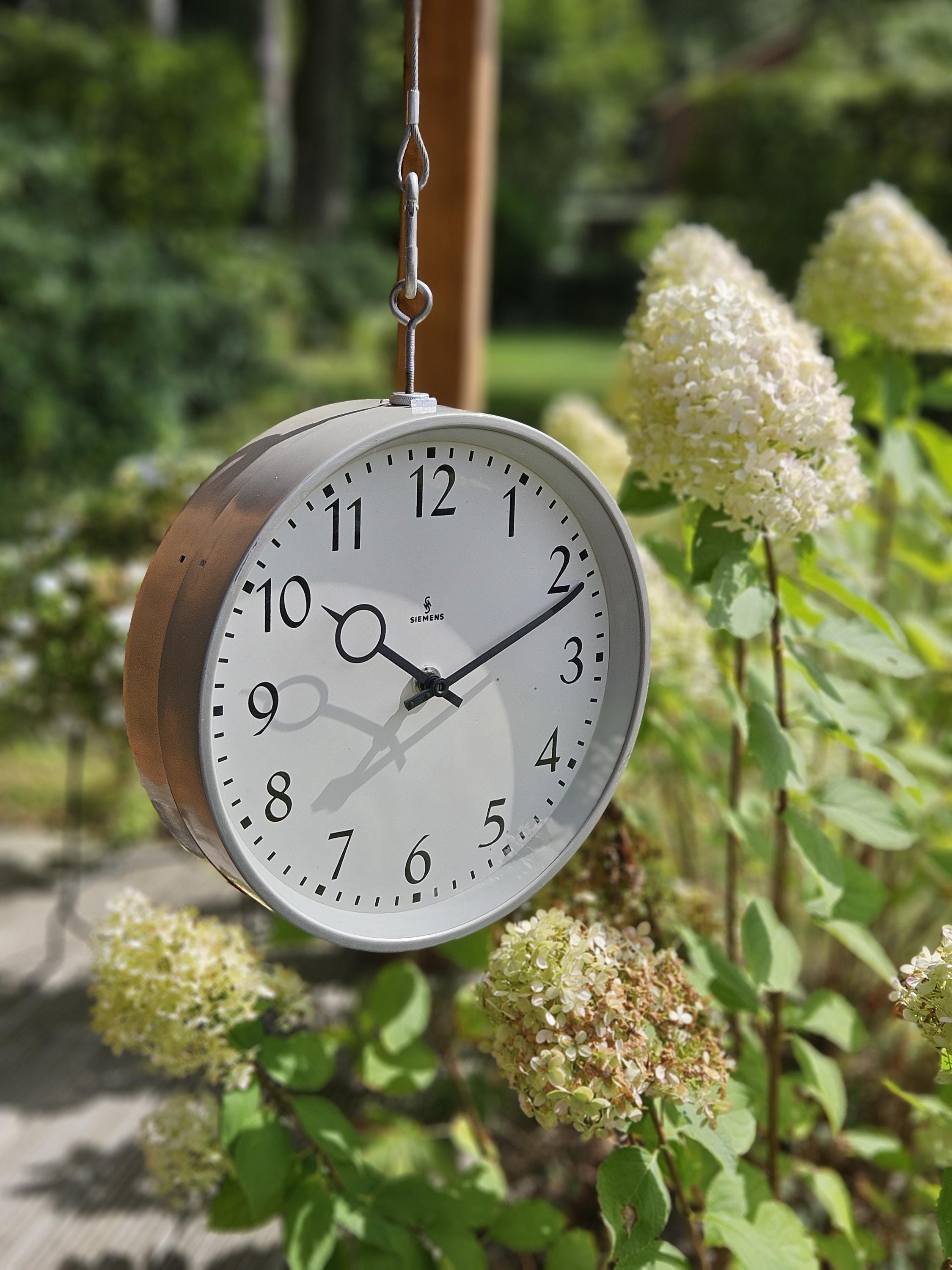 Double Sided SIEMENS Hanging Station Clock 1970s, Diameter 28CM, Unique Industrial Factory decor