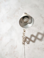 White painted Scissor Lamp by SIS Germany with Patina, Pull out Harmonica Light, Industrial style interior Lighting 1960s
