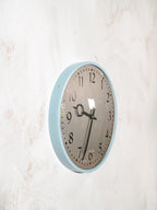 Turquoise Wall Clock by Siemens 1970s, Light Blue Clockwork, Kitchen Decor, Converted to Quartz Mechanism on battery, Diameter 28CM