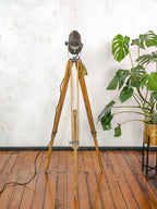 Vintage LITA French Theatre light 1950s on Wooden Tripod, Unique Fresnel Stage light Floor lamp, Completely original Mint condition