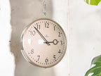 Double Sided SIEMENS Station Clock 1970s, Diameter 28CM, Two faced Chrome Factory Hanging Secondary Round Clock