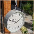 Double Sided SIEMENS Hanging Station Clock 1970s, Diameter 28CM, Unique Industrial Factory decor
