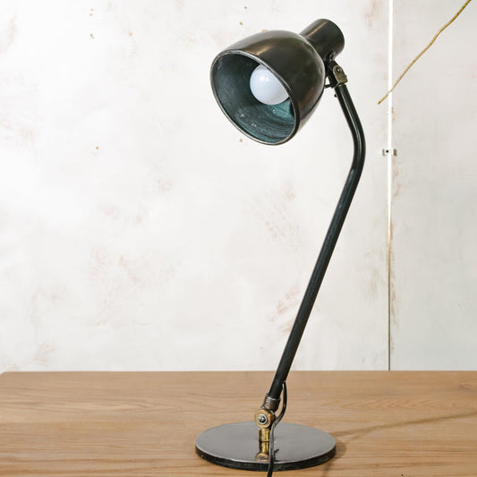 Hala Zeist Bauhaus Table Lamp by H. Busquet, 1950s, Black Metal Office lighting, 1950s Factory Desk light