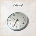Turquoise Wall Clock by Siemens 1970s, Light Blue Clockwork, Kitchen Decor, Converted to Quartz Mechanism on battery, Diameter 28CM