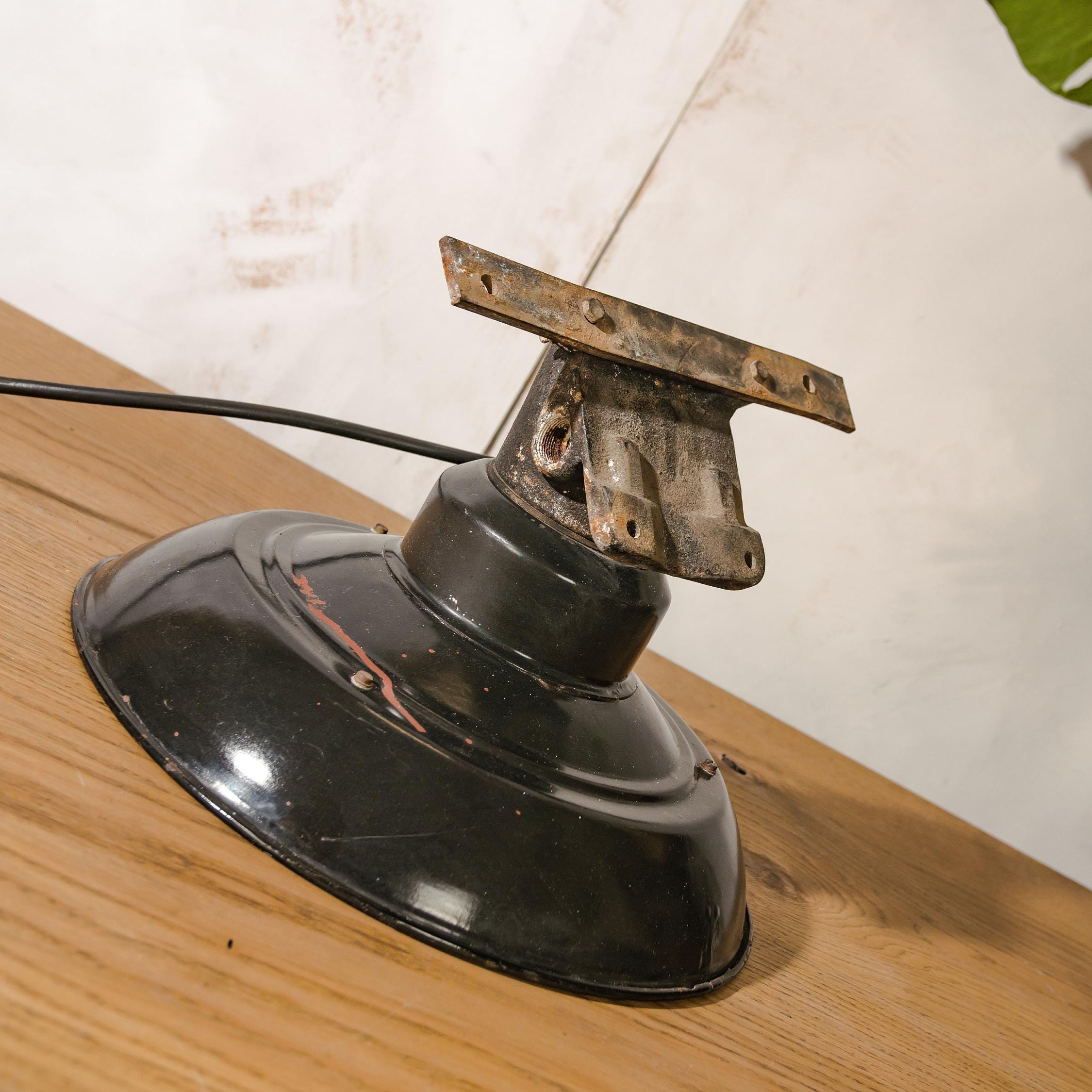Enamel Vintage Wall lamp, French Industrial fixture, Retro Workshop lighting, Rustic Factory lamp