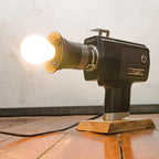 Videocamera bureaulamp, Pallas Super 8 TL-300 Super 8 filmcamera jaren 70 bureaulamp, Filmmaker nachtkastje lamp, Cinematografie tafellamp