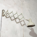 Industrial Beige Scissor Lamp by SIS, 1960s Adjustable Wall mounted light, Harmonica light, Accordion Workshop lighting