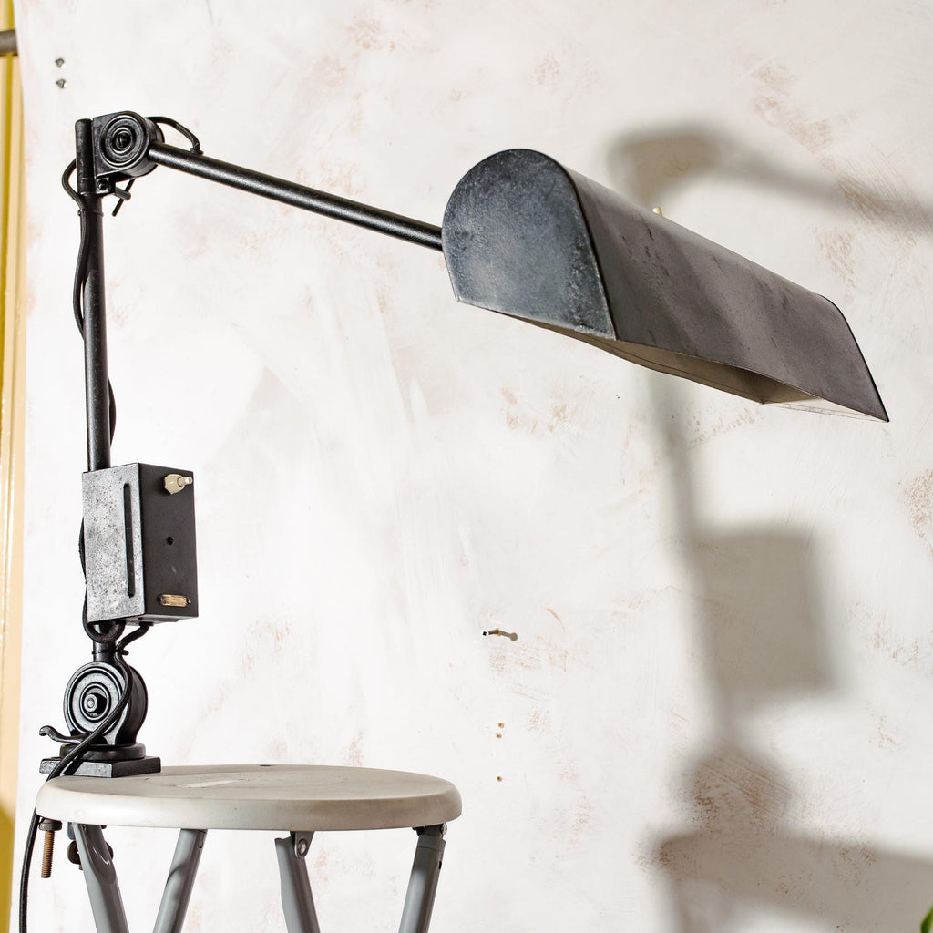 Hala Zeist banker’s clamp lamp with rectangular shade, 1930s | Blitzcraft Vintage